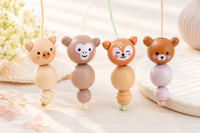 perles en bois animaux - Perles en bois - 10doigts.fr