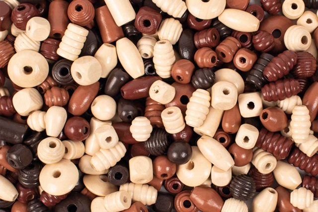 perles en bois couleurs naturelles - Perles Bois - 10doigts.fr