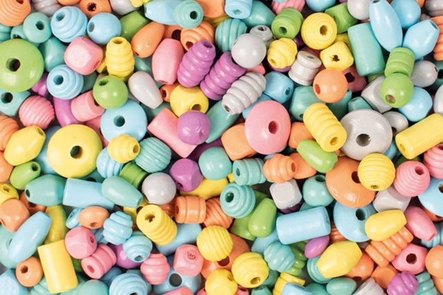 perles en bois couleurs pastel - Perles Bois - 10doigts.fr