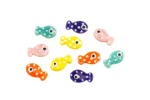 Perles poissons en céramique - 10 pièces - Bijoux de plage - 10doigts.fr