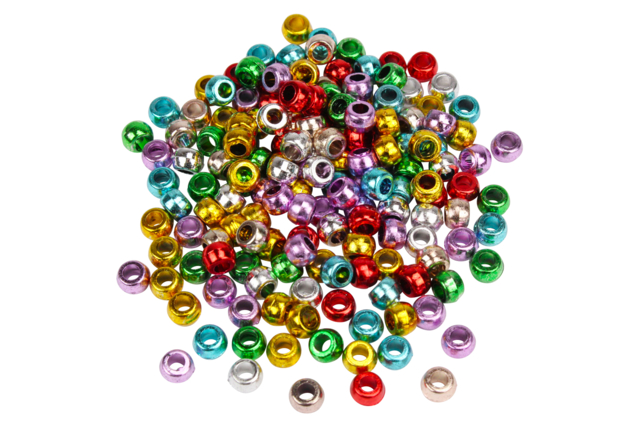 perles rondes métalisées gros trous enfants - Perles Plastique - 10doigts.fr