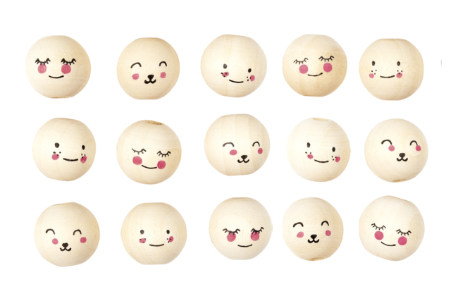 perles visages en bois - Perles Bois - 10doigts.fr
