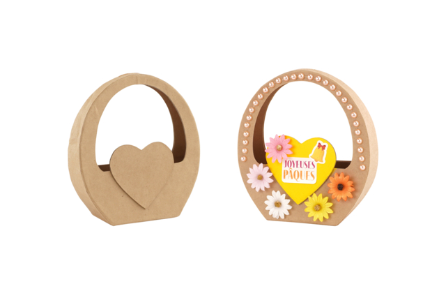 Petit panier en carton brun forme coeur - Pots en carton - 10doigts.fr