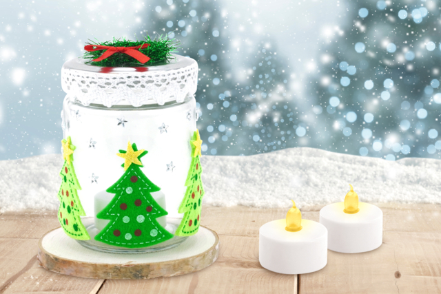 Photophore de Noël - Strass autocollants - 10doigts.fr