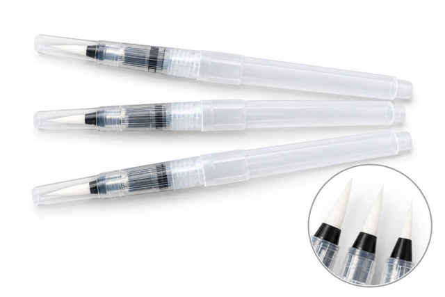 Pinceaux à réservoir d’eau - 3 tailles  - Pinceaux aquarelle - 10doigts.fr