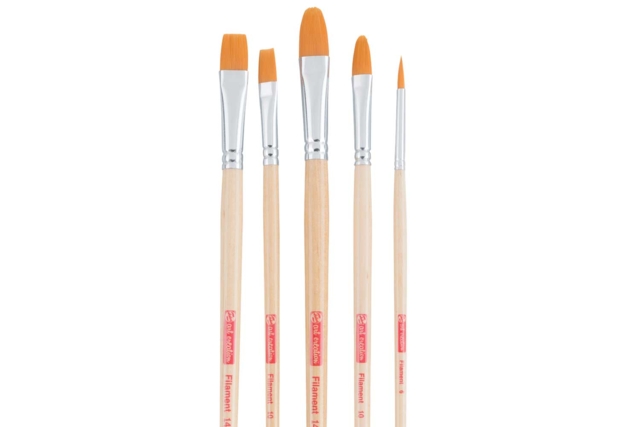 Pinceaux polyester, manche long - 5 pièces - Pinceaux et brosses pour peinture acrylique - 10doigts.fr
