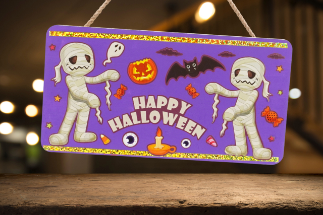 Plaque de porte Halloween - Gommettes Halloween - 10doigts.fr