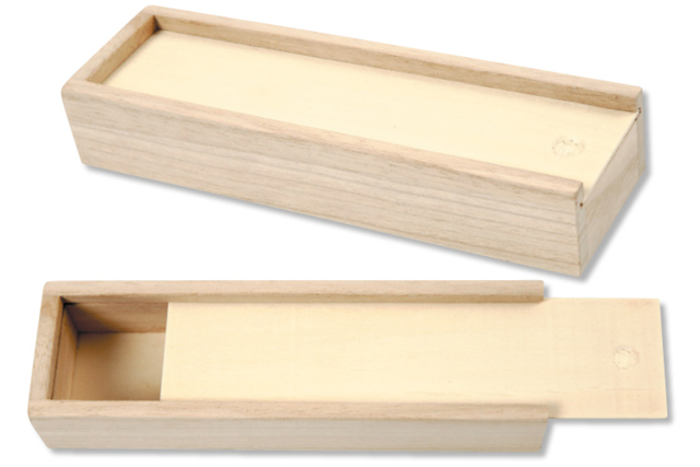 Plumier en bois naturel avec tiroir coulissant - Boîtes en bois - 10doigts.fr