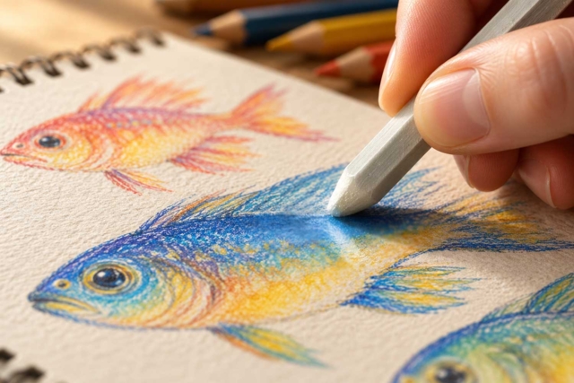 poisson coloriage brillant - Accessoires de dessin Beaux-Arts - 10doigts.fr