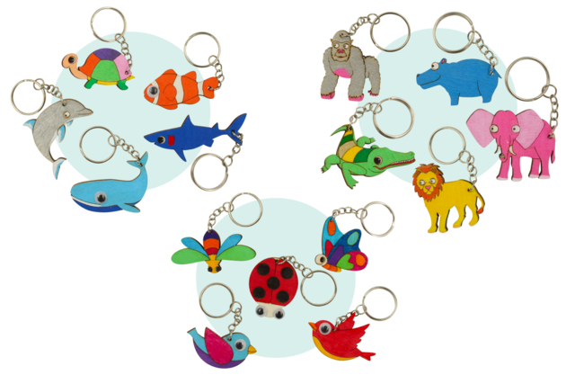 porte clés animaux en bois - Porte-clés - 10doigts.fr