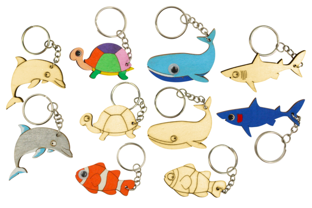 porte clés animaux marins en bois - Porte-clés - 10doigts.fr