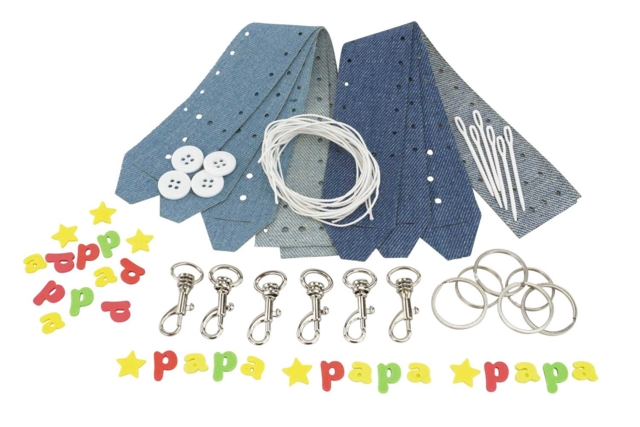 Porte-clés en jean "PAPA" - Porte-clés et range-clés pour Papa : une idée de cadeau personnalisé - 10doigts.fr
