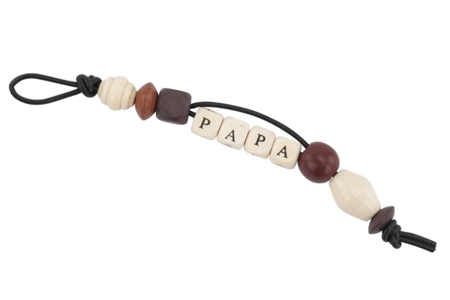 porte clés perles en bois papa - Perles Bois - 10doigts.fr