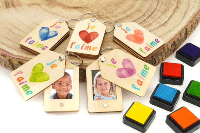 Porte-clés photo et empreintes de doigts - Bijoux et porte-clefs en bois - 10doigts.fr