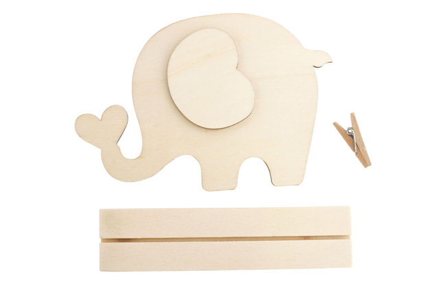 Porte-photo Éléphant en bois  materiel - Cadres photos en bois - 10doigts.fr
