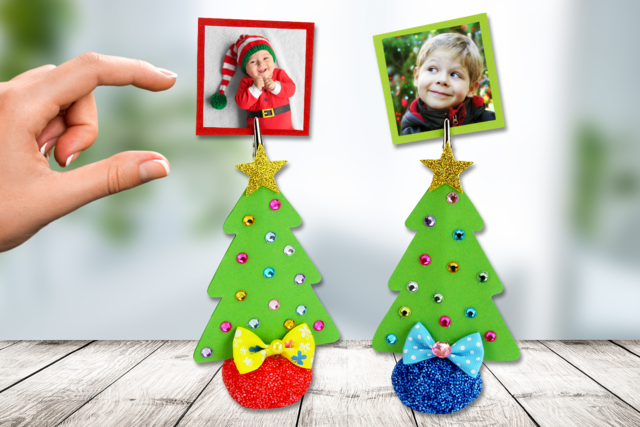 Porte-photo sapin de Noël - Activités à moins de 2 € / enfant - 10doigts.fr