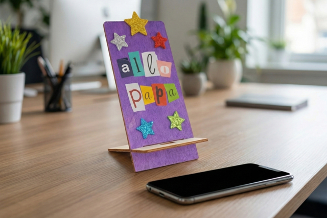 Porte-smartphone "Allo Papa" - Gommettes Alphabet, messages - 10doigts.fr