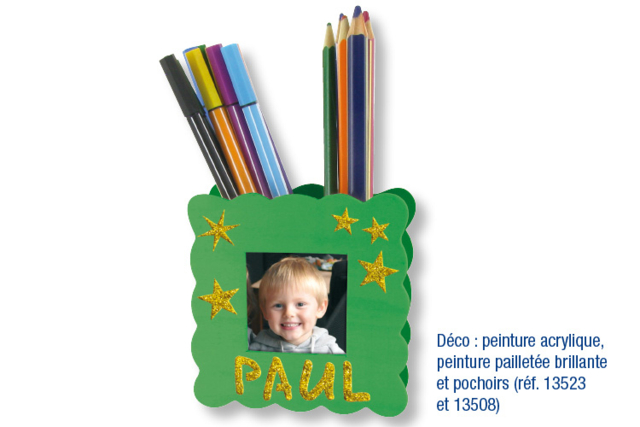 Pot à crayons porte-photo ondulé - Pots à crayons, cache-pots - 10doigts.fr