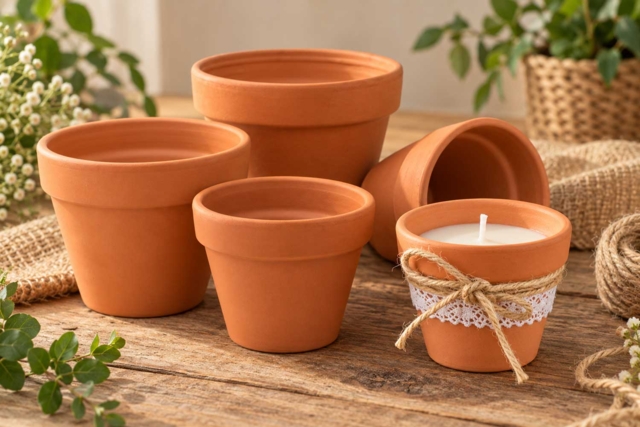 pot terre cuite bougie - Supports en céramique à décorer - 10doigts.fr