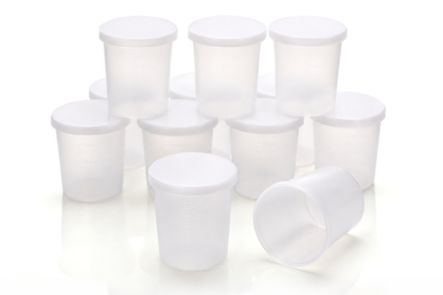 Pots gradués 30 ml plastique avec couvercles - Palettes et rangements - 10doigts.fr