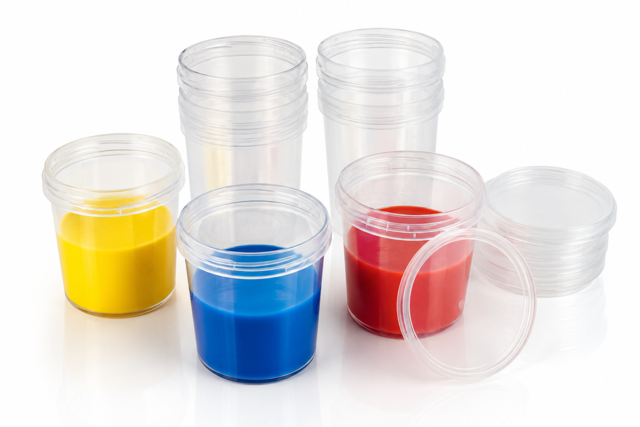 pots hermétiques en plastique transparent peinture perles - Palettes et rangements - 10doigts.fr