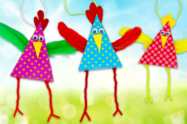 Poules rigolotes en papier - Papiers à motifs - 10doigts.fr