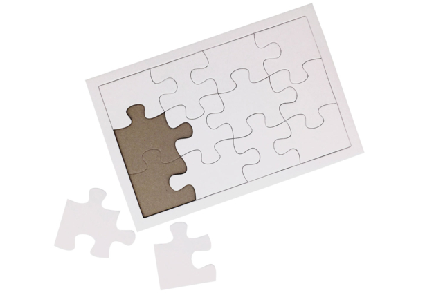 Puzzle 12 pièces en carton blanc - lot de 10 - Puzzles à colorier - 10doigts.fr