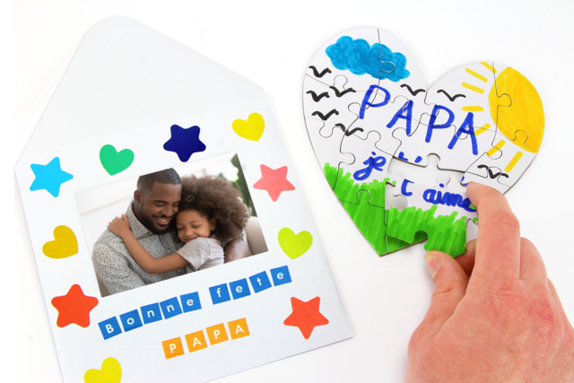 Puzzle cœur pour la fête des pères - Puzzles à colorier - 10doigts.fr