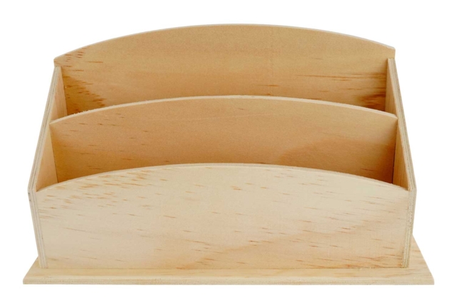 Range-courrier en bois 27 x 12 cm - Objets bois pour le bureau - 10doigts.fr