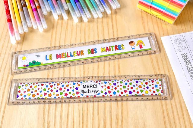 Règle merci maitresse/maitre - Feutres pointes moyennes : l'outil polyvalent pour le dessin et l'école - 10doigts.fr
