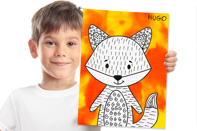 Renard avec de l'encre à dessiner - Accessoires de peintures - 10doigts.fr
