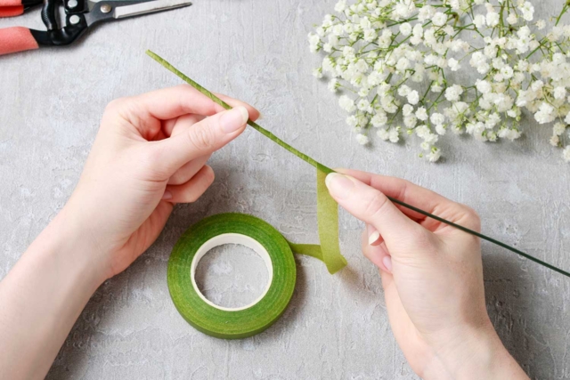 ruban vert fleuriste - Papier crépon - 10doigts.fr