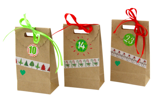 sac calendrier de l'avent kraft - Gommettes Alphabet, messages - 10doigts.fr