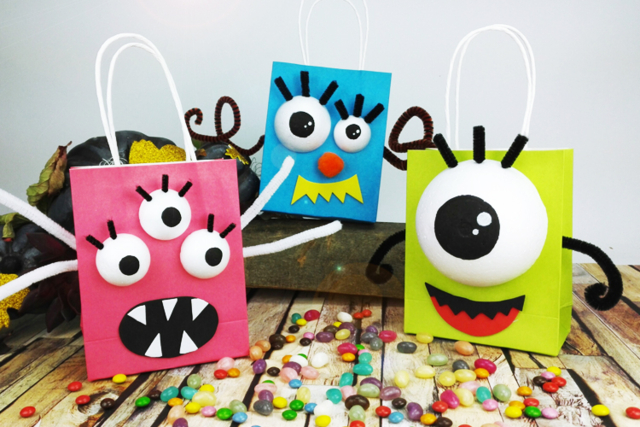 Sachets monstres en papier kraft - Caoutchouc Mousse - 10doigts.fr