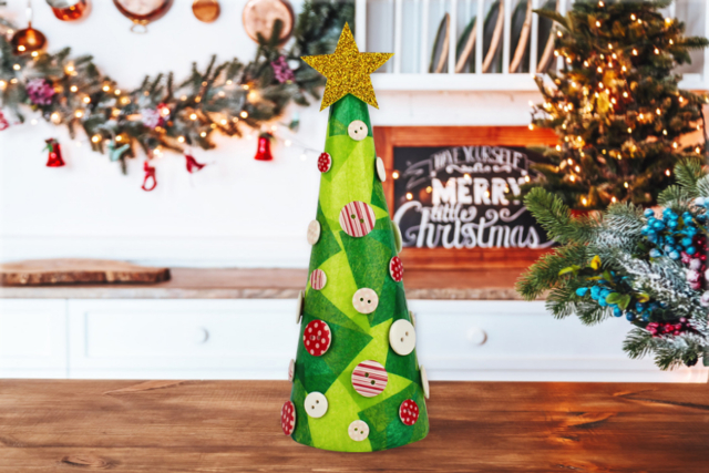 Sapin de Noël conique - Papiers de soie - 10doigts.fr