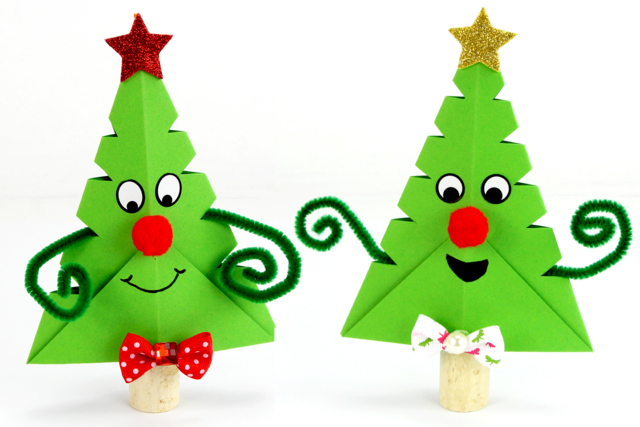 Sapin de Noël rigolo en papier - Supports en Liège - 10doigts.fr