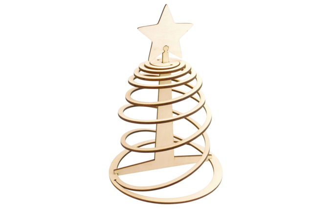 sapin spirale en bois - Objets en bois Noël - 10doigts.fr