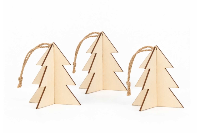 Sapins 3D à suspendre - Lot de 3 - Objets en bois Noël - 10doigts.fr
