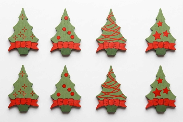 sapins en  bois peins - Déco en bois peints - 10doigts.fr