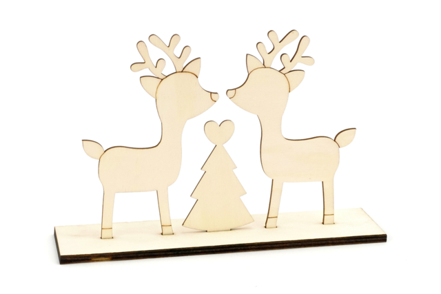 Scène de Noël rennes et sapin - Objets en bois Noël - 10doigts.fr