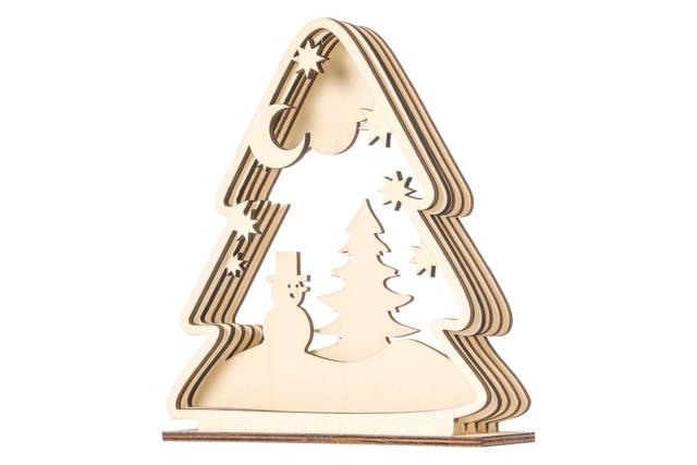 Scène en bois ciselé forme cadre sapin à monter  - Objets en bois Noël - 10doigts.fr