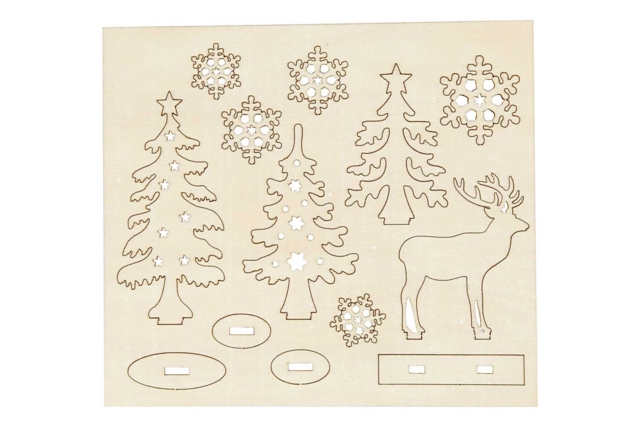 Scenette de Noël en bois à monter - - Déco en bois brut - 10doigts.fr