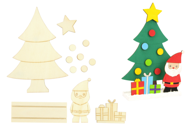 Scenette de Noël en bois à monter - Objets en bois Noël - 10doigts.fr
