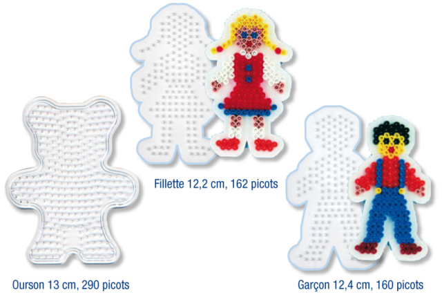 Set de 10 plaques fantaisies pour perles à repasser - Perles à repasser 5 mm - 10doigts.fr