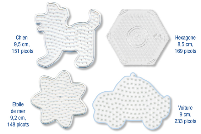 Set de 10 plaques fantaisies pour perles à repasser - Perles à repasser 5 mm - 10doigts.fr
