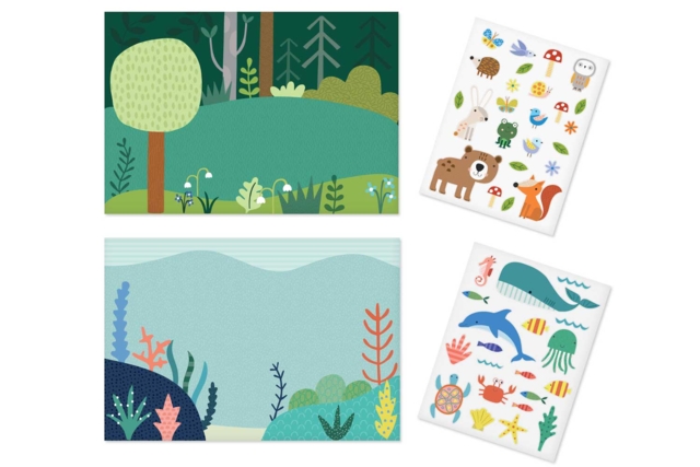 set de 2 décors plus décors mer et foret - Kits créatifs avec gommettes : le plein d’idées pour les petits artistes - 10doigts.fr