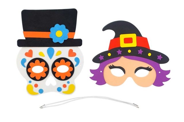 Set de 2 masques Halloween en caoutchouc souple - Déguisements à fabriquer soi-même - 10doigts.fr