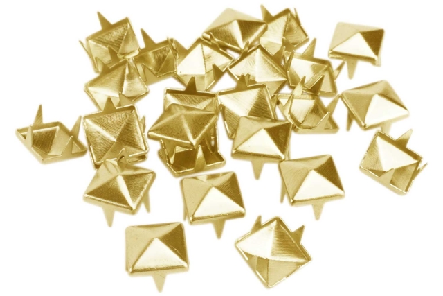 Set de 25 rivets clous pyramides dorées - Clous et rivets - 10doigts.fr