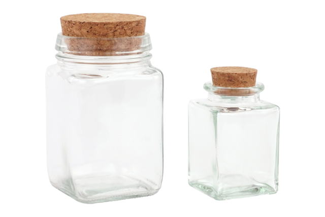 Set de 6 bocaux en verre avec bouchon liège - Supports en Verre - 10doigts.fr