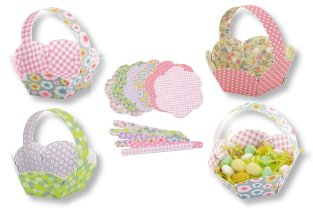 Set de 6 paniers fleuris - Paniers de Pâques - 10doigts.fr